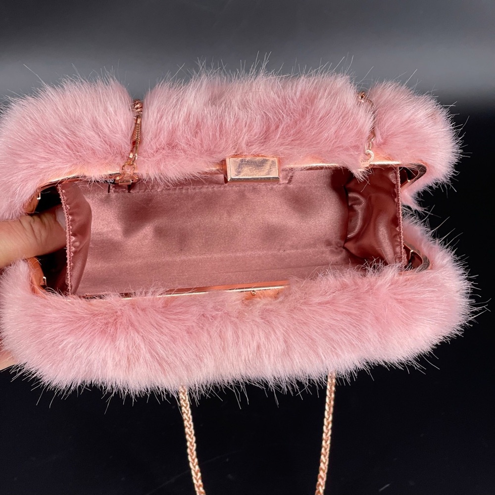 Skinnydip Faux Fur Box Clutch Bag In Pink - Picture 8 of 11
